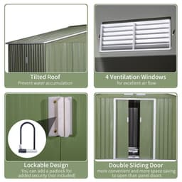 image-9 x 6FT Garden Metal Storage Shed Tool Box Foundation Vent & Doors Green