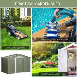 image-9 x 6FT Garden Metal Storage Shed Tool Box Foundation Vent & Doors Green