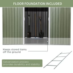 image-9 x 6FT Garden Metal Storage Shed Tool Box Foundation Vent & Doors Green