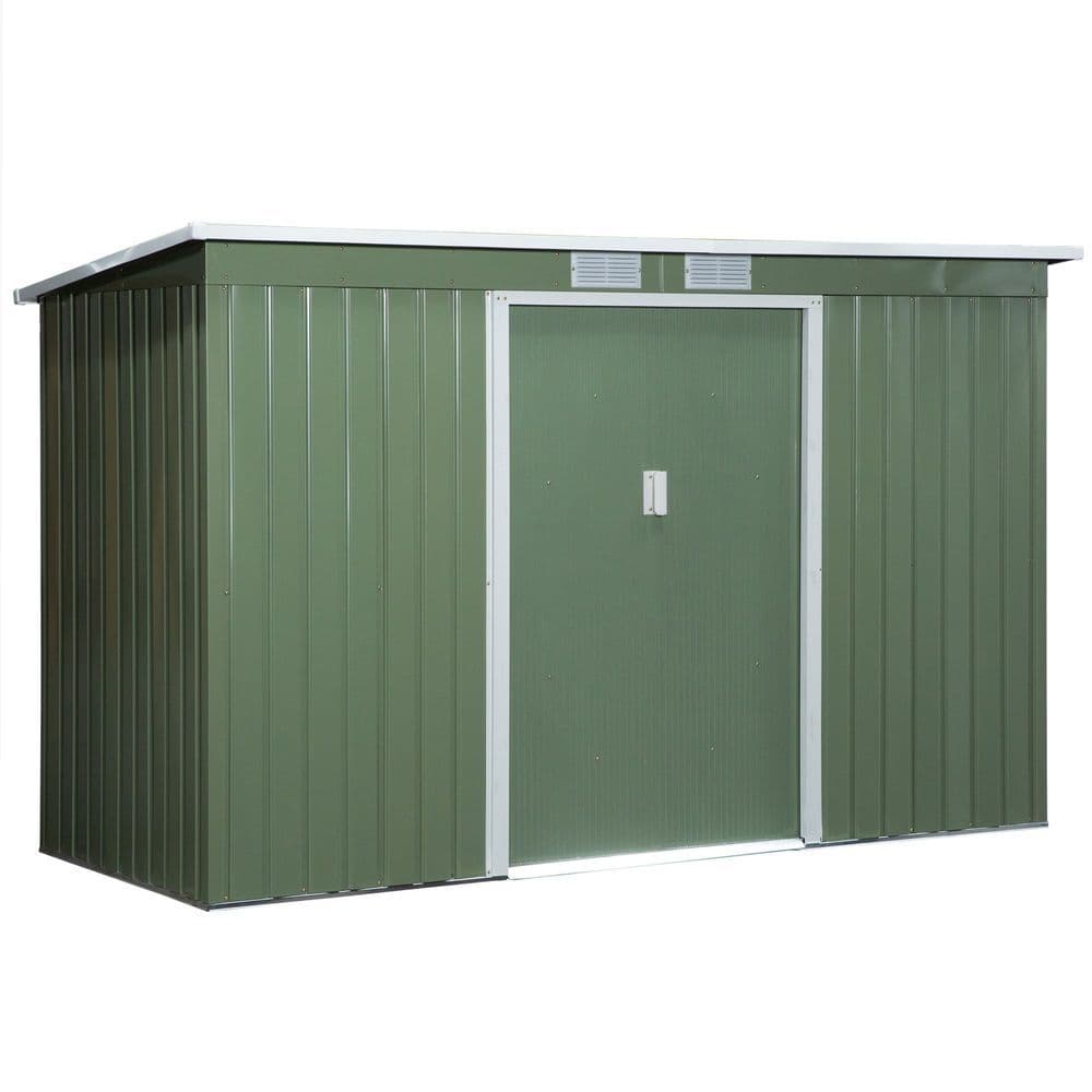 image-9ft x 4.25ft Corrugated Metal Shed with Foundation Vent Doors Green