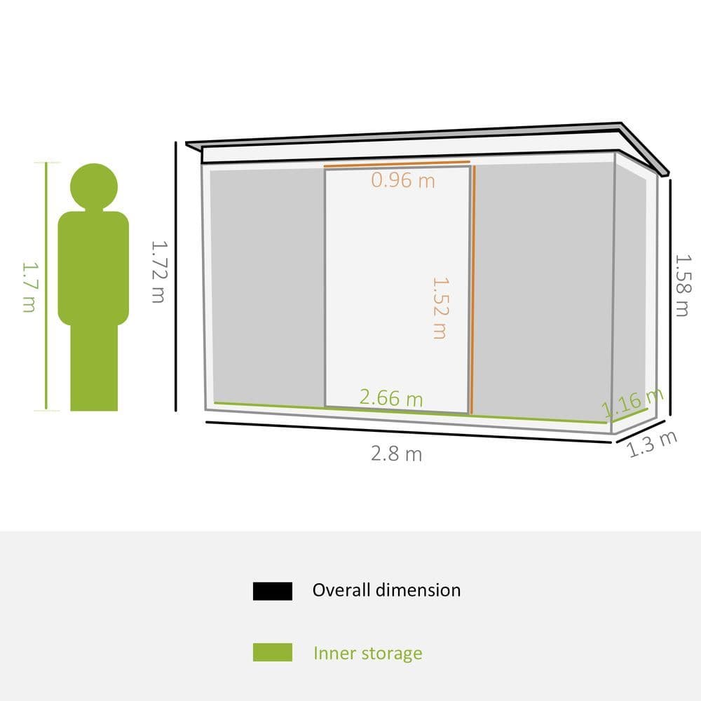 image-9ft x 4.25ft Corrugated Metal Shed with Foundation Vent Doors Green