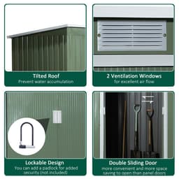 image-9ft x 4.25ft Corrugated Metal Shed with Foundation Vent Doors Green