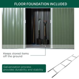 image-9ft x 4.25ft Corrugated Metal Shed with Foundation Vent Doors Green