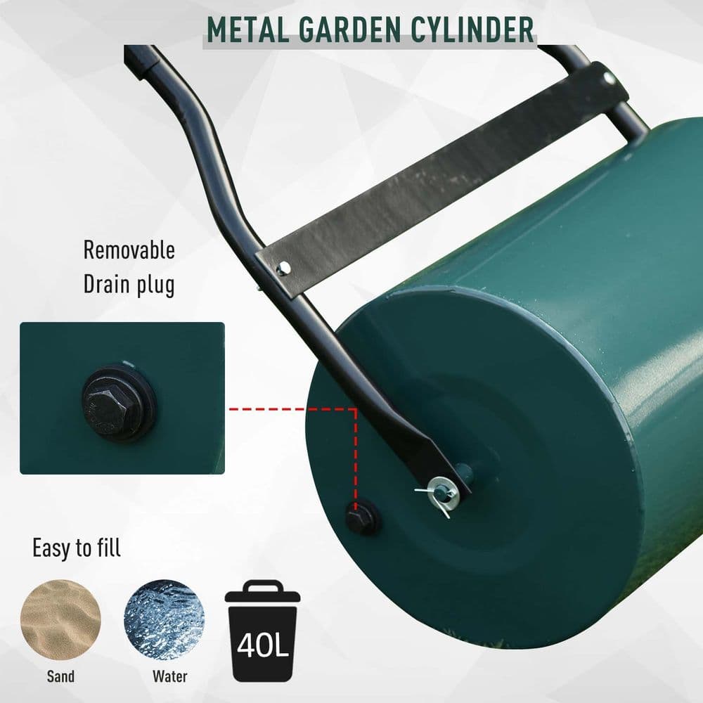 image-Steel Lawn Grass Roller 50L cm-Green