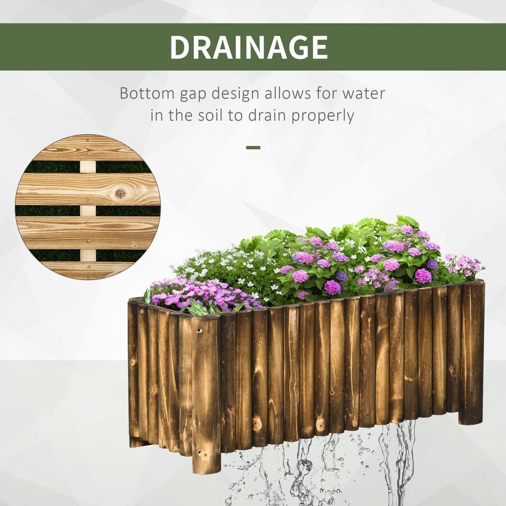 image-Fir Plant PotFlower Bed Wooden 4 Feet 100Lx 40Wx40H cm
