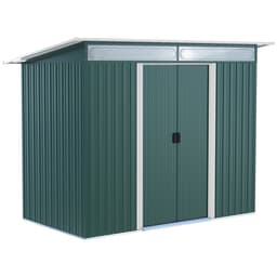 image-Pent Roofed Metal Shed Foundation Vent 260x133x200cm Sliding Door Green