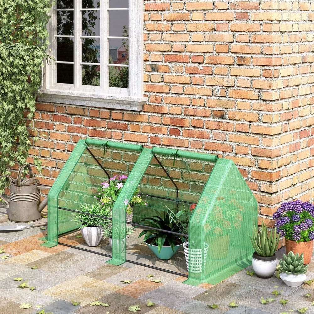 image-Mini Small Greenhouse Steel Frame & PE Cover & Zip Window 180x90x90cm