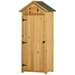 image-Garden Shed Utility 3 Shelves Wood Outdoor 77 x 54.2 x 179cm - Brown