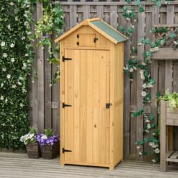 image-Garden Shed Utility 3 Shelves Wood Outdoor 77 x 54.2 x 179cm - Brown