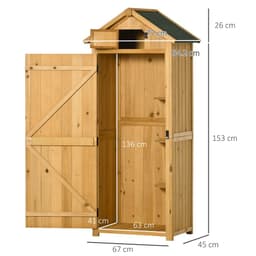 image-Garden Shed Utility 3 Shelves Wood Outdoor 77 x 54.2 x 179cm - Brown