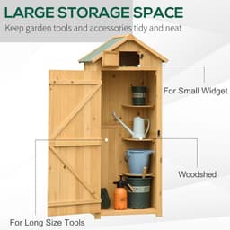 image-Garden Shed Utility 3 Shelves Wood Outdoor 77 x 54.2 x 179cm - Brown