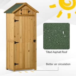 image-Garden Shed Utility 3 Shelves Wood Outdoor 77 x 54.2 x 179cm - Brown