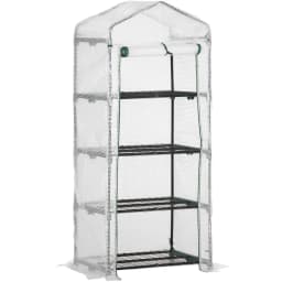image-4 Tier Mini Greenhouse, Portable with Steel Frame, PE Cover, 160x69x50cm