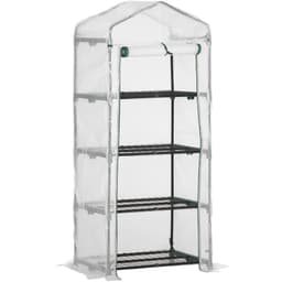 image-4 Tier Mini Greenhouse, Portable with Steel Frame, PE Cover, 160x69x50cm