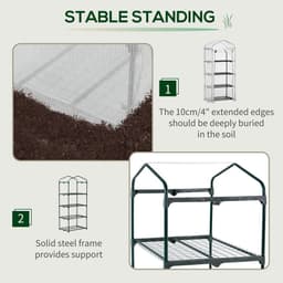 image-4 Tier Mini Greenhouse, Portable with Steel Frame, PE Cover, 160x69x50cm