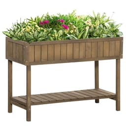 image-Wooden Raised Bed Container Garden Plant Stand 8 Boxes 110x46x76cm Brown