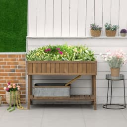 image-Wooden Raised Bed Container Garden Plant Stand 8 Boxes 110x46x76cm Brown