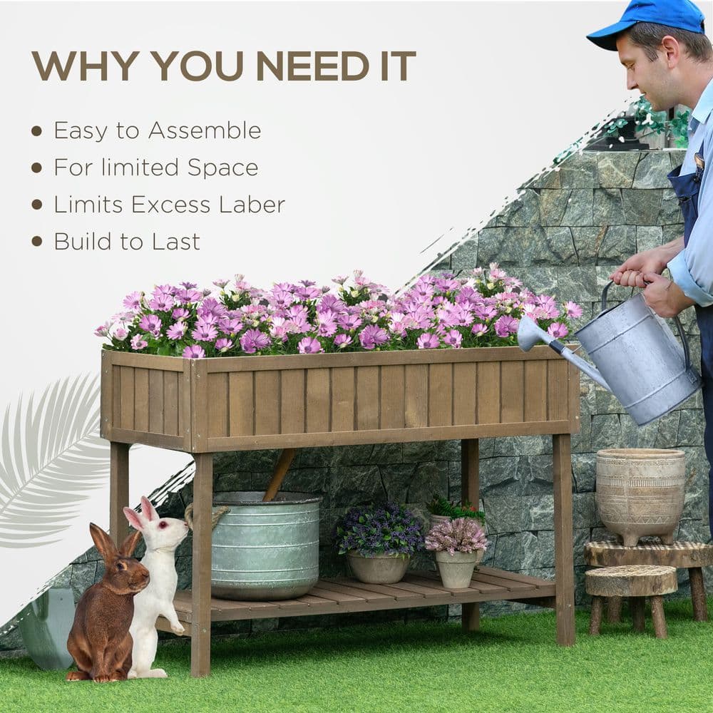 image-Wooden Raised Bed Container Garden Plant Stand 8 Boxes 110x46x76cm Brown
