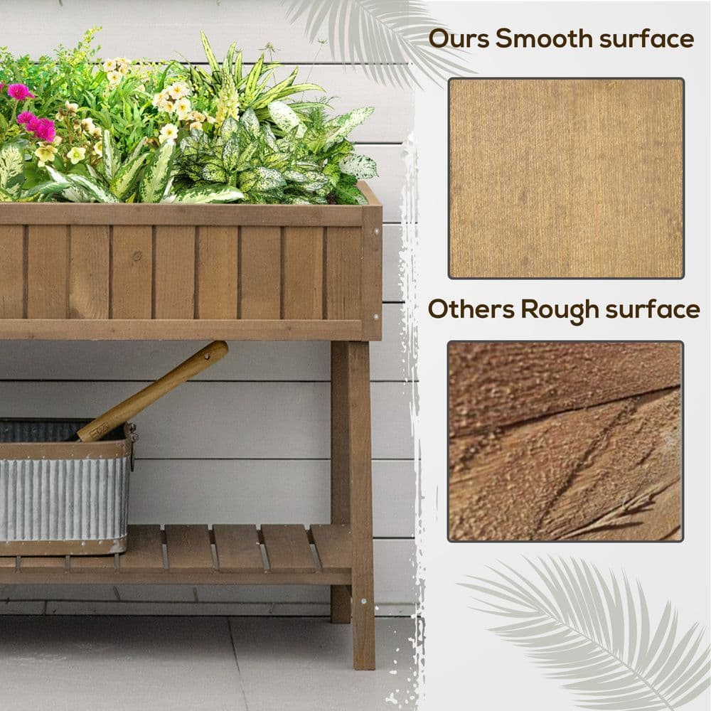 image-Wooden Raised Bed Container Garden Plant Stand 8 Boxes 110x46x76cm Brown