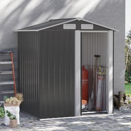 image-Outdoor Storage Shed, Sliding Door, Sloped Roof 152 x 132 x 188 cm, Grey