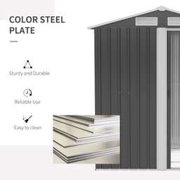 image-Outdoor Storage Shed, Sliding Door, Sloped Roof 152 x 132 x 188 cm, Grey