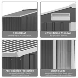 image-Outdoor Storage Shed, Sliding Door, Sloped Roof 152 x 132 x 188 cm, Grey