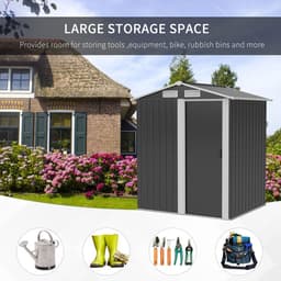 image-Outdoor Storage Shed, Sliding Door, Sloped Roof 152 x 132 x 188 cm, Grey