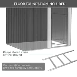 image-Outdoor Storage Shed, Sliding Door, Sloped Roof 152 x 132 x 188 cm, Grey