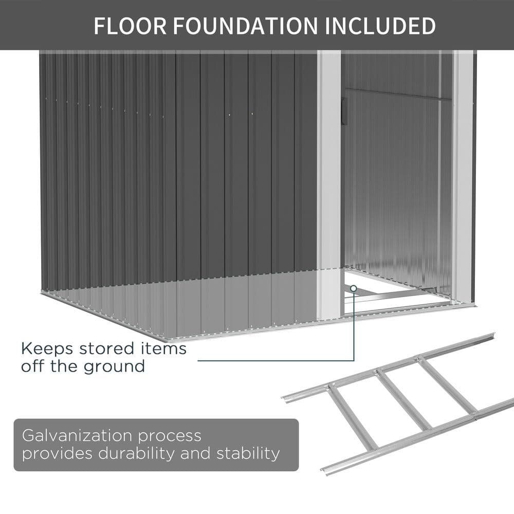 image-Outdoor Storage Shed, Sliding Door, Sloped Roof 152 x 132 x 188 cm, Grey