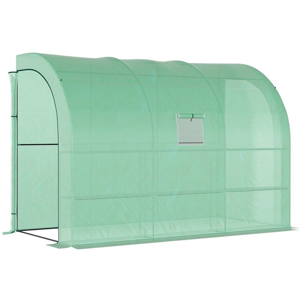 image-Walk-In Greenhouse PE Cover and 3-Tier Shelves, Green, 300x150x213 cm