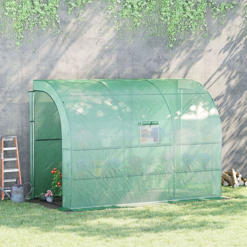 image-Walk-In Greenhouse PE Cover and 3-Tier Shelves, Green, 300x150x213 cm