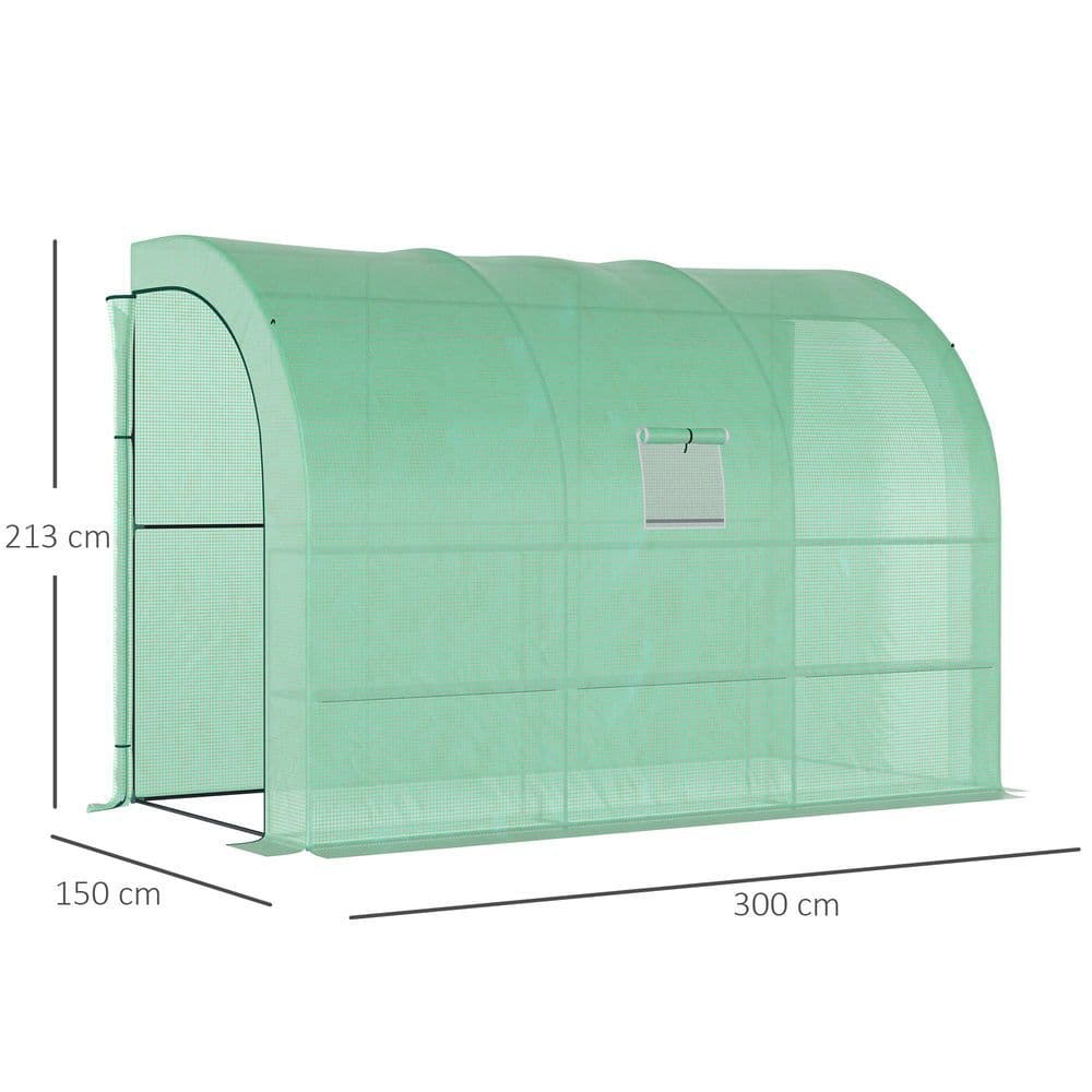 image-Walk-In Greenhouse PE Cover and 3-Tier Shelves, Green, 300x150x213 cm