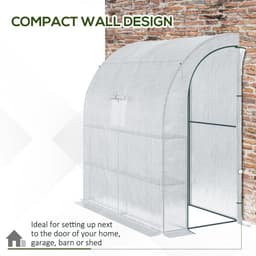 image-Walk-In Leanto Greenhouse Windows Doors 2 Tiers 4 Shelves 200x100x213cm White