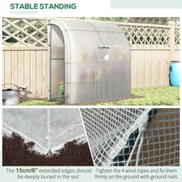 image-Walk-In Leanto Greenhouse Windows Doors 2 Tiers 4 Shelves 200x100x213cm White