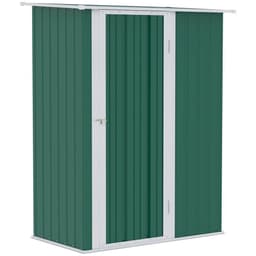 image-4.7ft x 2.8ft Garden Shed Steel Sloped Roof Door w/ Latch Green