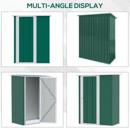 image-4.7ft x 2.8ft Garden Shed Steel Sloped Roof Door w/ Latch Green