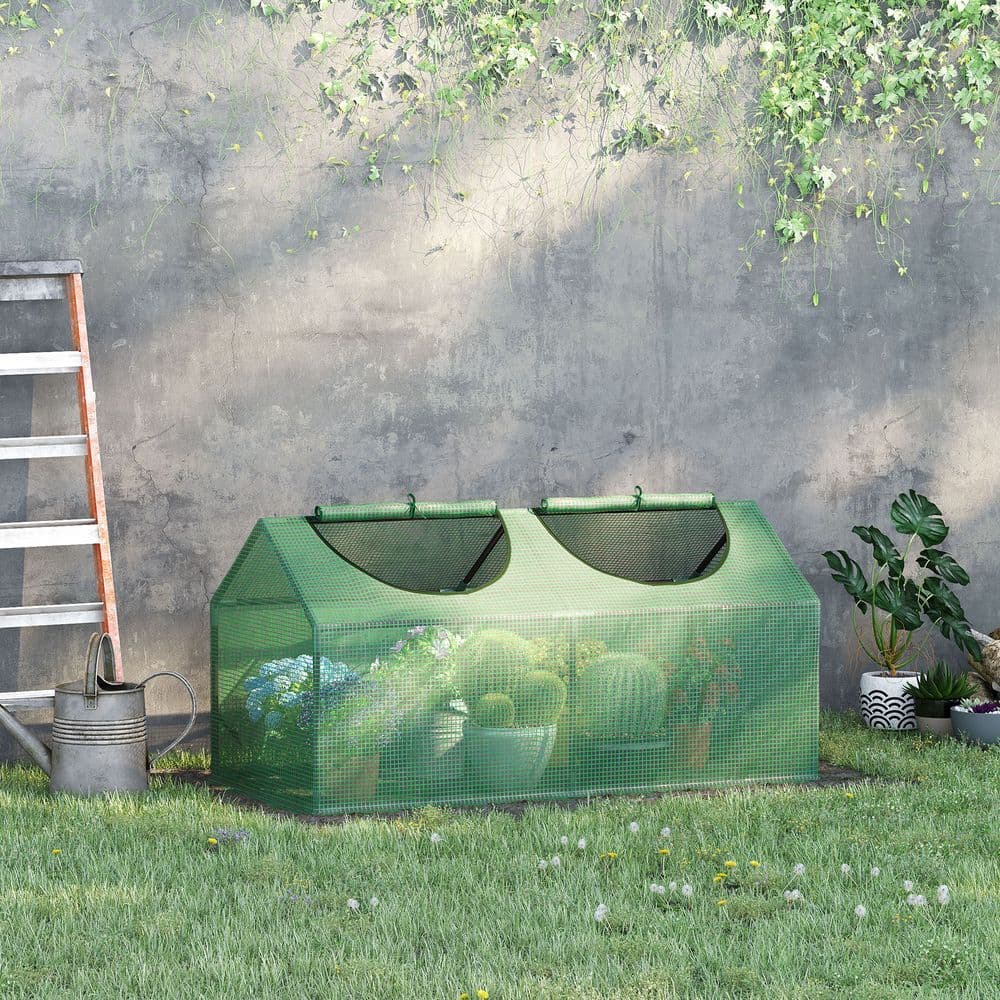 image-Mini Greenhouse, with Durable PE Cover, 119x60x60cm