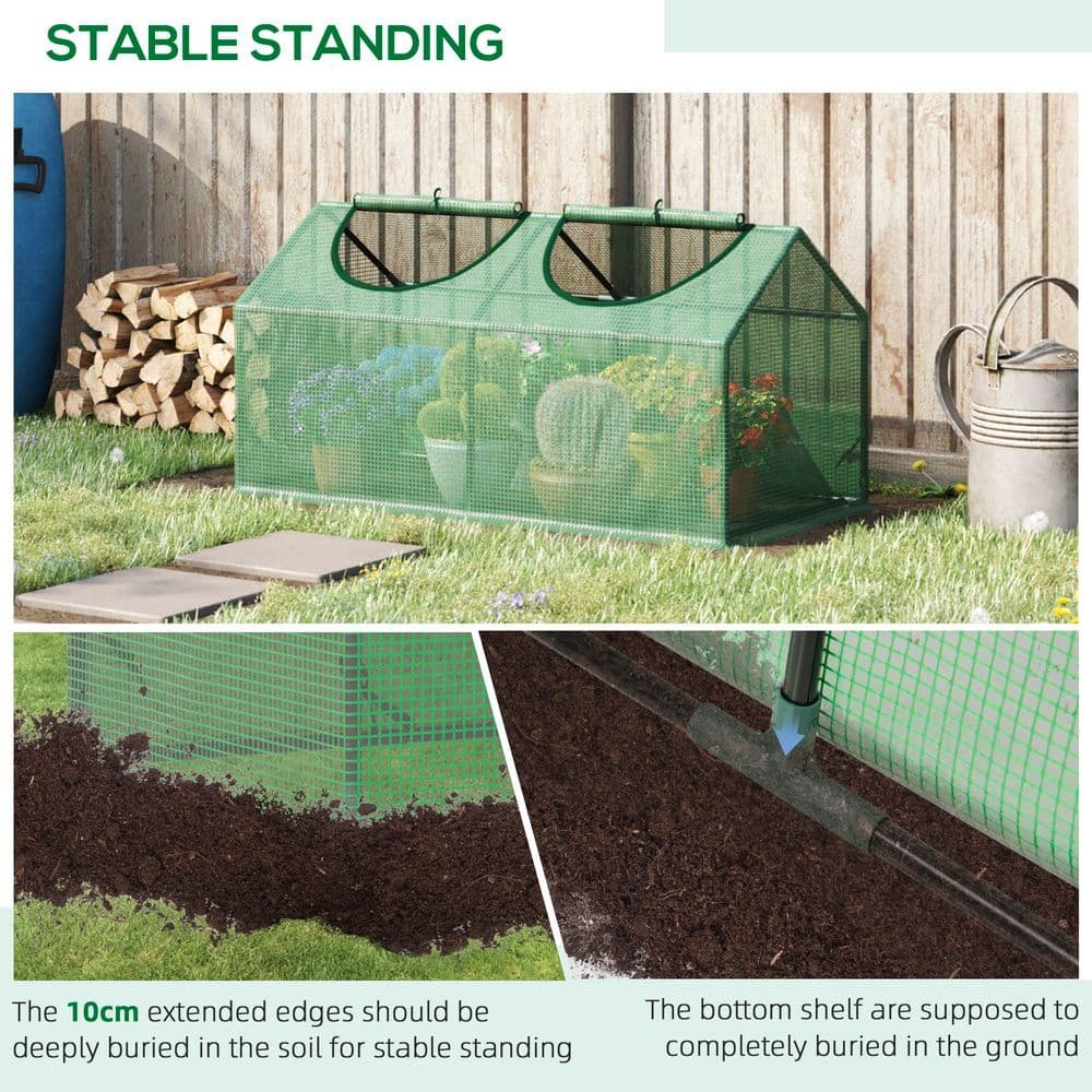 image-Mini Greenhouse, with Durable PE Cover, 119x60x60cm