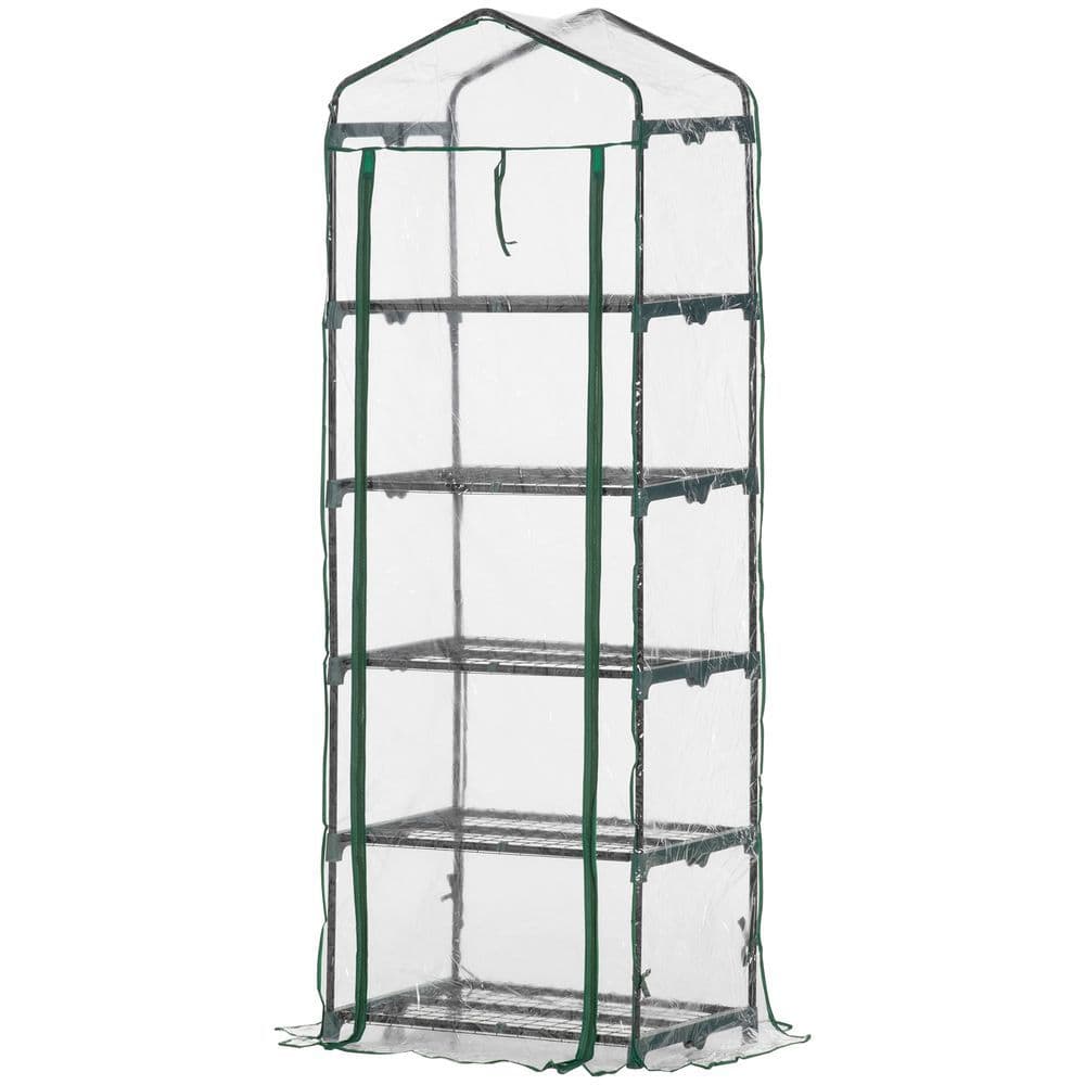 image-5 Tier Greenhouse OutdoorPortable Shed Metal Frame Transparent 69x49x193cm