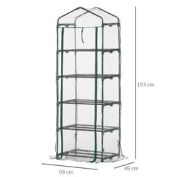 image-5 Tier Greenhouse OutdoorPortable Shed Metal Frame Transparent 69x49x193cm