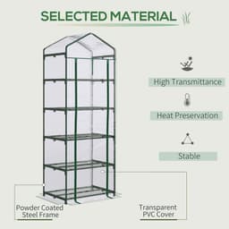 image-5 Tier Greenhouse OutdoorPortable Shed Metal Frame Transparent 69x49x193cm