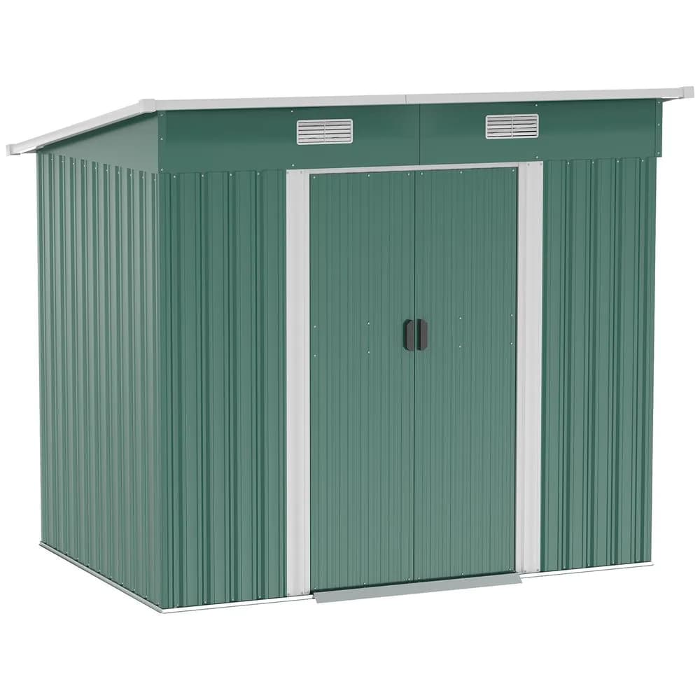 image-7 x 4ft Outdoor Garden Metal Storage Shed, Green