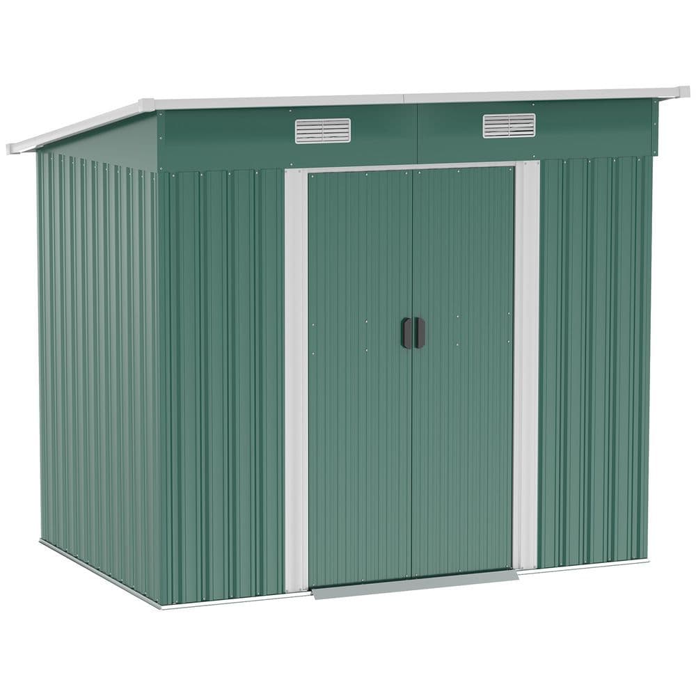 image-7 x 4ft Outdoor Garden Metal Storage Shed, Green