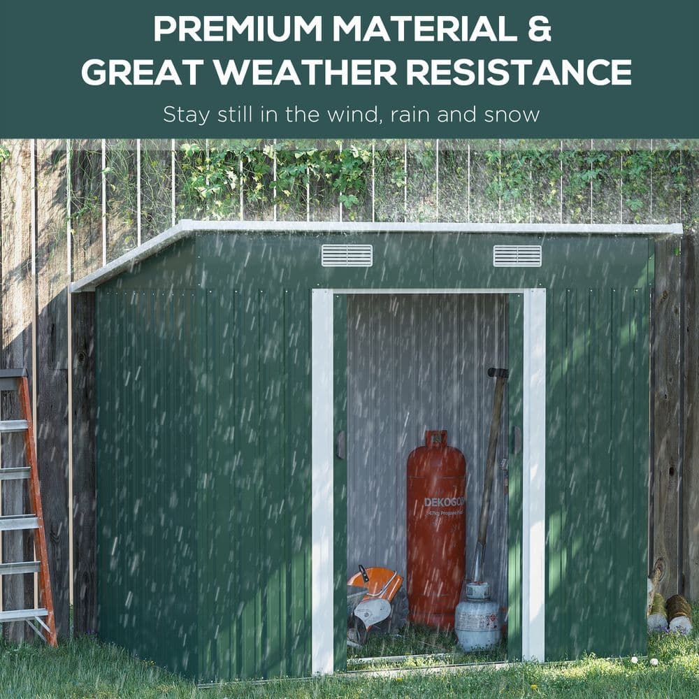image-7 x 4ft Outdoor Garden Metal Storage Shed, Green