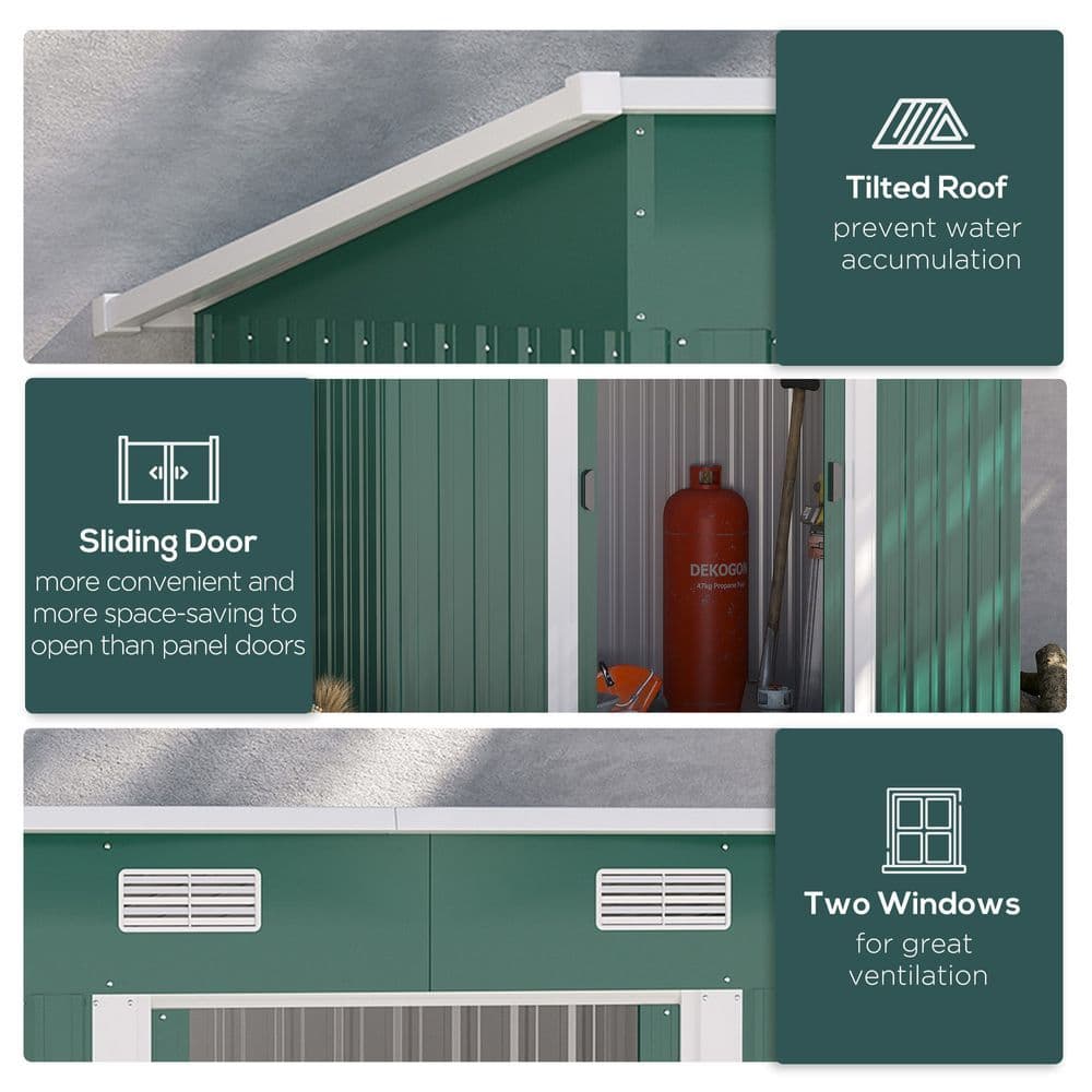 image-7 x 4ft Outdoor Garden Metal Storage Shed, Green
