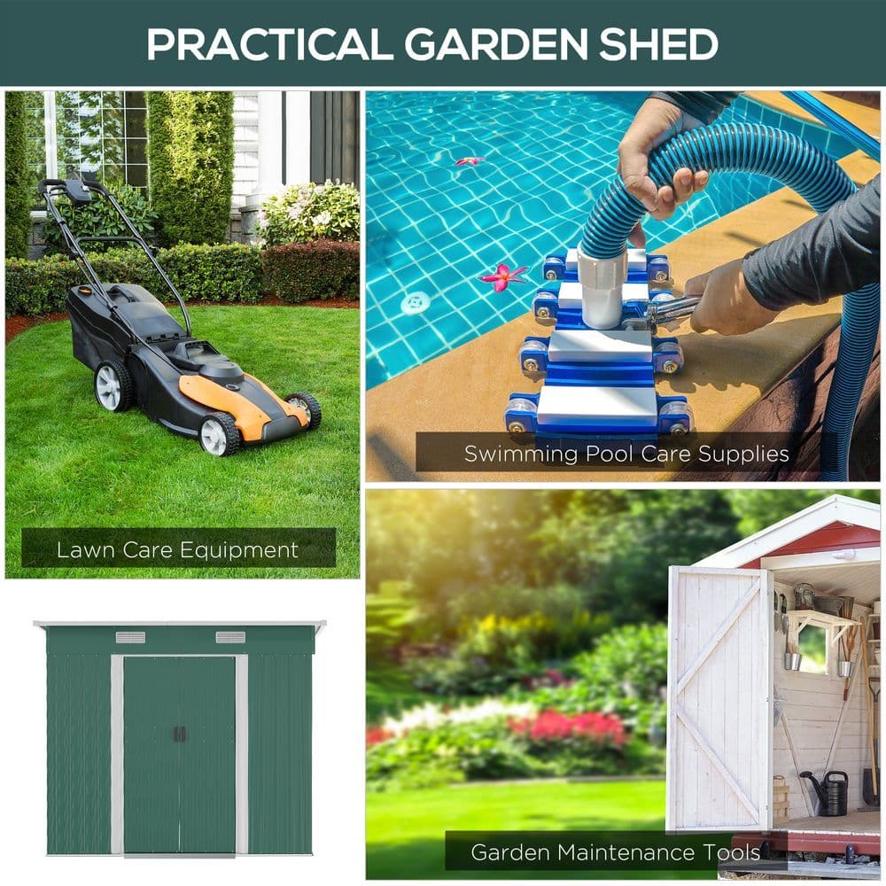 image-7 x 4ft Outdoor Garden Metal Storage Shed, Green