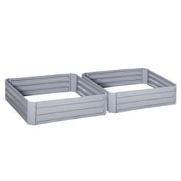 image-Set of 2 Raised Garden Bed, Galvanized Steel Frame 1m x 1m x 0.3m