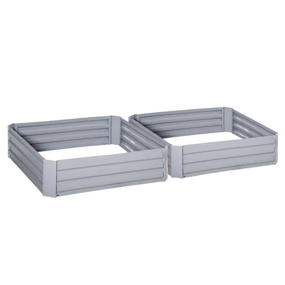 image-Set of 2 Raised Garden Bed, Galvanized Steel Frame 1m x 1m x 0.3m