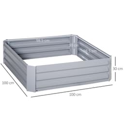 image-Set of 2 Raised Garden Bed, Galvanized Steel Frame 1m x 1m x 0.3m