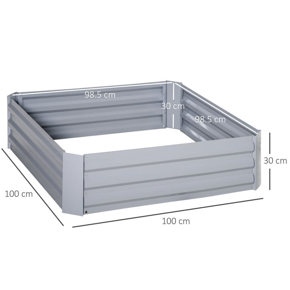 image-Set of 2 Raised Garden Bed, Galvanized Steel Frame 1m x 1m x 0.3m